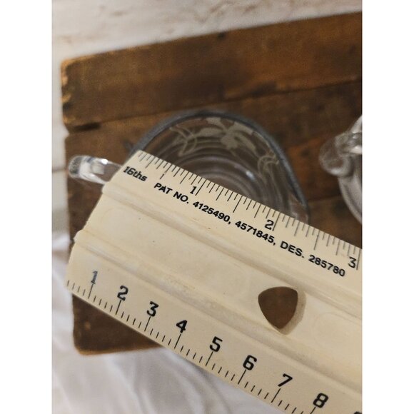 Antique Creamer & Sugar Set Clear Glass with Silver Overlay - Picture 8 of 9